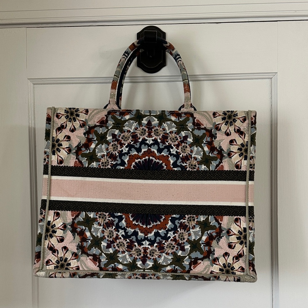 Dior Olive, Navy & Pink Kaleidoscope Book Tote - Picture 3 of 3